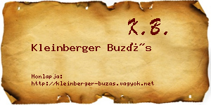 Kleinberger Buzás névjegykártya